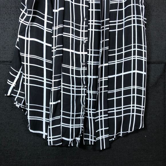 Cato Womens Blouse Black White Striped Front Tie Neck Sleeveless Workwear Large - Picture 3 of 12